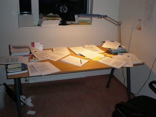 My desk, while writing a paper